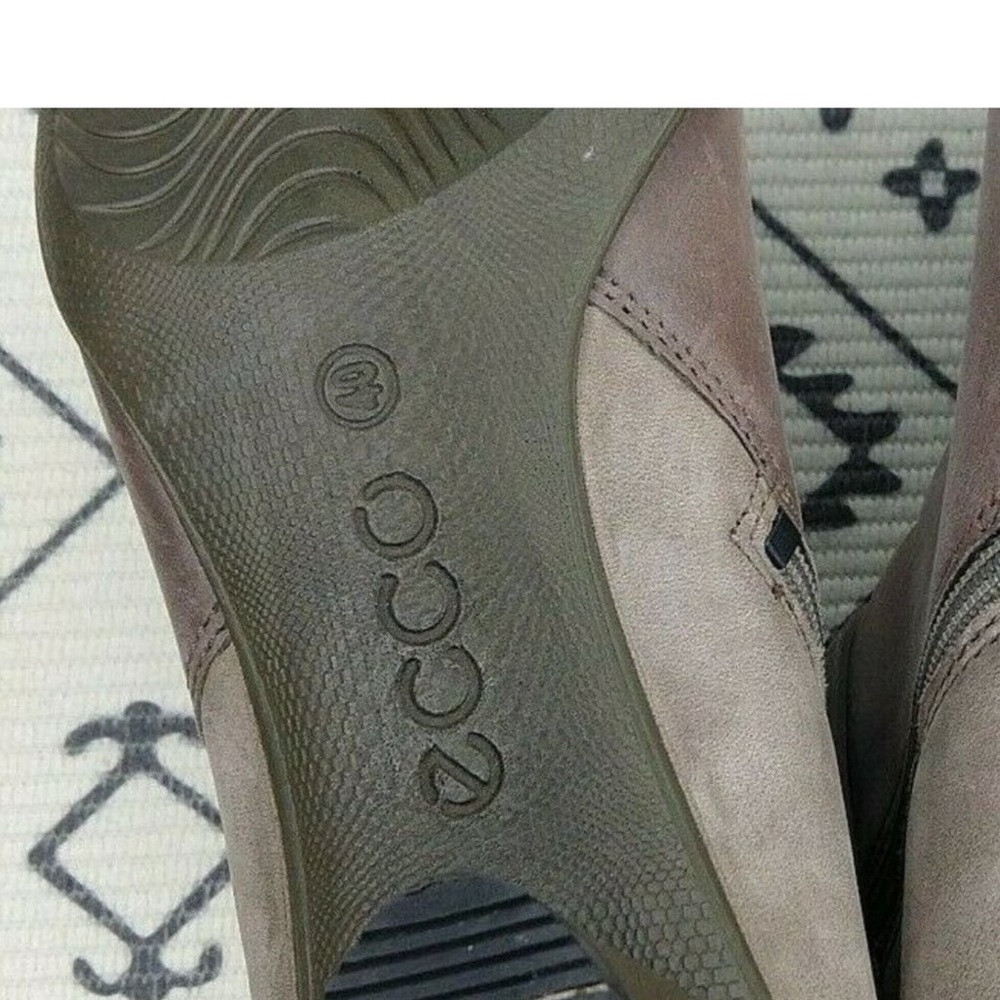 Ecco Ankle Boots Taupe Leather Sculpture Bootie - Picture 6 of 6